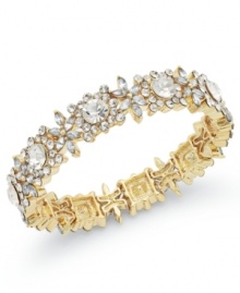 Add golden shimmer to your seasonal ensembles with Charter Club's glamorous design. Bracelet set in gold tone mixed metal with sparkling clear glass accents. Approximate diameter: 2 inches.