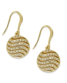 Go for the gold with this set of drop earrings from Charter Club. Crafted from gold-tone mixed metal, glass crystal accents make this pair a winner. Approximate drop: 1-1/4 inches.