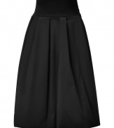 Lady-chic looks get a polish of sweet sophistication in Jil Sanders voluminous stretch wool A-line skirt - Side slit pockets, hidden side zip - Pair with festive tops and sky-high heels