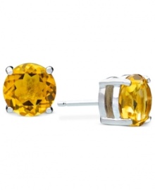 Celebrate your favorite month of the year with these November birthstone earrings by CRISLU. Stud earrings feature round-cut, citrine-colored cubic zirconias (3 ct. t.w.) set in sterling silver with a platinum finish. Approximate diameter: 1/4 inch.