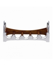 At once graceful and modern, the Classic Fjord wine rack from Dansk reflects impeccable taste. Gleaming metal contrasts richly grained wood, organizing bottles of red and white in chic style.