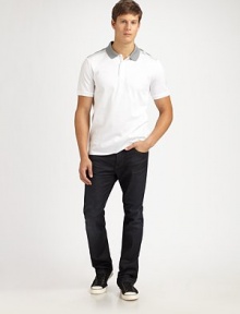 Mercerized knit cotton jersey, in a classic polo style accented by a contrast back yoke and collar.Contrast shirt collarButton placketShort sleevesContrast back yokeCottonMachine washImported