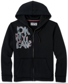 Scribble style: DKNY Jeans tags this season's zip-up hoodie with a graffiti-look logo.