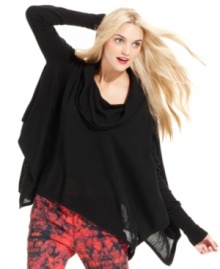 Snuggle into this poncho-style sweater from DKNY Jeans. It looks ultra-luxe with the season's skinny printed jeans.