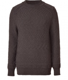 Recently relaunched with a fashion-forward aesthetic, Belstaffs take on modernized knitwear makes the once-stuffy pullover a downtown-approved must-have essential - Crew neck, ribbing at shoulders, cuffs, and hem, slim fit - Style with slim trousers and suede ankle boots or chinos and trainers