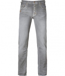 Detailed in a cool urbane grey wash, Prps broken-in jeans guarantee an effortless edge to you outfit - Classic five-pocket style, button fly, button closure, belt loops, broken-in detailing throughout - Straight leg - Wear with biker jackets and slick winter boots