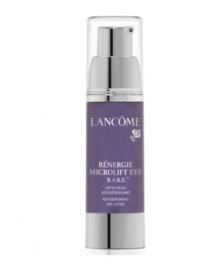 Over time, the support network in the delicate eye area loosens: upper eyelids lose elasticity and begin to sag while the look of puffiness and fatigue becomes more apparent. Immediate lifting, lasting repositioning* Inspired by the latest eye-lifting surgical techniques, Lancome introduces Renergie Microlift Eye R.A.R.E. Lifter to recreate a younger, lifted look in the delicate eye area. Instant lifting: 6,500 microlifts** target eyelids to provide a remarkably lifted look. Repositioning effect: R.A.R.E.'s breakthrough oligopeptide technology helps to rebundle collagen.***