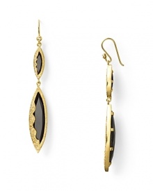 Bring a touch of dark, contemporary glamour to your look with these black onyx double drop earrings from Melinda Maria.