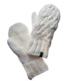 Cozy cable knit adds classic style to these toasty fleece-lined mittens by The North Face.