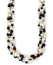 Contemporary and chic. EFFY Collection takes a traditional pearl necklace and gives it a modern spin with multiple strands of white and multicolored, dyed cultured freshwater pearls. Set in sterling silver. Approximate length: 18 inches.