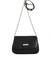 Work a ladylike edge into your after-dark attire with See by Chlo?s shimmering back leather shoulder bag - Flap with logo engraved detail, chain strap with leather handle, inside back wall slot pocket - Sling across a cocktail frock with retro-style peep-toes