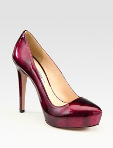 Metallic patent leather design with an internal platform. Self-covered heel, 4½ (115mm)Hidden platform, 1 (25mm)Compares to a 3½ heel (90mm)Patent leather upperLeather lining and solePadded insoleMade in ItalyOUR FIT MODEL RECOMMENDS ordering one half size up as this style runs small. 