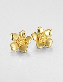 From the Bloomspot Collection. Golden flowers with polished petals and textured centers couldn't be prettier or more feminine.GoldtoneDiameter, about 1Post backImported