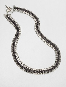 From the Chain Collection. A mix of rolo, wheat and curb sterling silver link chains in an elegant two-tone design. Two-tone sterling silverLength, about 18Toggle clasp closureImported 