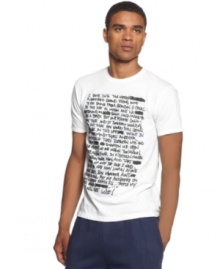 This Rocawear tee has a cool notebook graphic with words of inspiration scribbled in handwriting print.