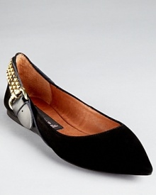 A heavily studded strap at the heel lends an edgy look to STEVEN BY STEVE MADDEN's Eavan flats.