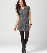 Style&co.'s marled-knit tunic dress looks cute with a button-tab at the front of a classic cowl neckline! (Clearance)