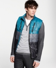 From the slopes to the streets, this Bar III quilted vest has you covered all season long.