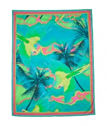 Luxe sarong in ultra-fine, patterned green cotton - A colorfully cool accessory from British cult label Matthew Williamson - Vibrant, psychedelic tropical print in lush shades of green, yellow and pink - Oversize rectangular shape perfect for tying across the body or around the waist - A must for your next vacation or beach getaway - Style with a bikini or maillot and sandals