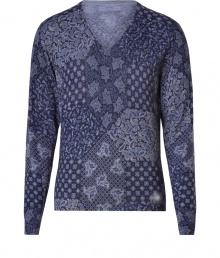 Both bright and contemporary with its characteristic paisley print, Etros V-neck pullover is as chic as it is versatile - V-neckline, long sleeves - Modern slim fit - Wear with tailored trousers and a sleek button-down