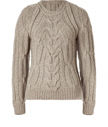 Recently relaunched with a fashion-forward aesthetic, Belstaffs take on modernized knitwear makes the cable knit pullover a downtown-approved must-have essential - Crew neck, chunky cable knit pattern, slim fit, ribbed cuffs and hem - Pair with cropped trousers and statement platforms