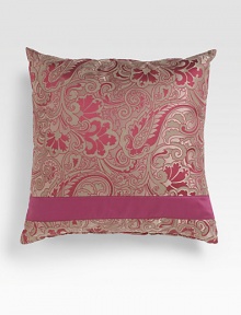 A gently textured accent pillow crafted with an elegant, French-inspired paisley jacquard design. Zip closure 45% acetate/29% polyester/26% cotton Dry clean Polyfill 18 square Imported 