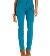 Flatter your figure in these versatile skinny jeans from Not Your Daughter's Jeans with a unique design to help you look your best. The teal colored wash is so chic too!