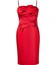 The perfect party frock for your most festive events, Steffen Schrauts wrapped bodice dress is a super feminine choice with an exquisitely tailored fit - Removable adjustable spaghetti straps, wrapped bodice, hidden back zip, internal silicon band around the top for hold - Form-fitting - Team with sleek pumps and a shimmering metallic box clutch