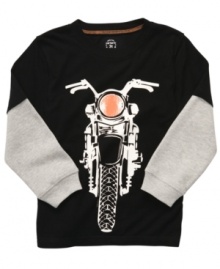 He was born to ride in this motorcycle graphic tee from Carter's.