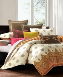 Embellish your Raja bed from Echo with this European Sham, featuring a solid brown hue and brown bark embroidered frame detail. Zipper closure.