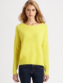 Slouchy-chic sweater of pure cashmere has a shoulder-baring boatneck, dropped shoulders and ribbed trim. Ribbed boatneckDropped shouldersLong sleevesRibbed cuffs and hemCashmereDry cleanImportedModel shown is 5'11 (178cm) wearing US size Small.