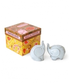 Never forget to season your food with Elephant salt and pepper shakers by Jonathan Adler. A bright, exotic print makes the boxed set extra irresistible.