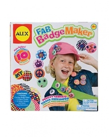 Make 10 fab fabric badges with the easy-to-use button maker. Add sparkle with glitter stickers and gems!