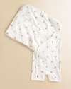 Bring home baby in this comfy, cozy cotton blanket with knight print.CottonMachine washImported