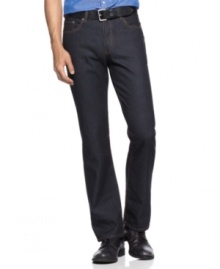 Watch your tone. These dark wash jeans from Kenneth Cole Reaction elevate your denim look.