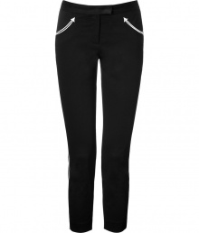 Bring bold style to your day or night look with these western-inspired cropped pants from McQ Alexander McQueen - Flat front, curved western-styled pockets with contrast piping, contrasting trim at sides and back, slim fit, cropped - Pair with a sheer blouse, fitted blazer, and platforms