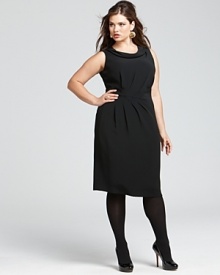 This Lafayette 148 New York sleeveless dress revamps the classic LBD with a draped neckline and pleats at the front.