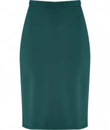 Sleek and chic, this easy to style pencil skirt from Schumacher is ultra-flattering without compromising comfort - Classic pencil silhouette, thin waistband, figure-enhancing back seaming details and slit, concealed back zip closure - Style with a tie-neck blouse, a blazer, and peep-toe pumps