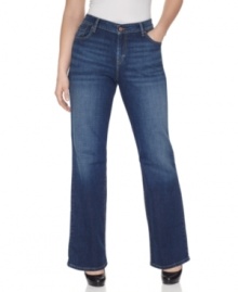 A contoured waistband lends a defined fit to Levi's bootcut plus size jeans-- pair them with the season's latest tops!