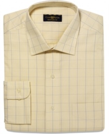 Classic with a twist. Brighten up your dress wardrobe with the fresh palette of this glen plaid shirt from Club Room.