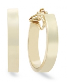 A classic silhouette that finishes an elegant look. These hoop earrings from Lauren Ralph Lauren shine with a smooth finish. Clip-on backing for non-pierced ears. Crafted in smooth gold tone mixed metal. Approximate diameter: 1 inch.