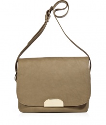 Understatedly chic, this leather crossbody bag from cult favorite designer Maison Martin Margiela oozes with trend-right appeal - Front flap with metallic detail, zip closure, adjustable shoulder strap -Perfect for off-duty cool or a gallery opening