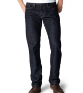 Stay on the straight and narrow in these classic jeans with an exceptionally slim fit.