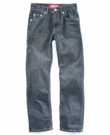 Narrow down the choices with these slim fit, straight leg jeans from Levi's that always wear well.