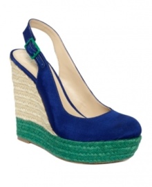 Bring a touch of sophistication to your summer style with the unexpected baby doll toe of the Belvin slingback wedges by INC International Concepts. On-trend color blocking and beachy espadrille detailing are smoking hot.