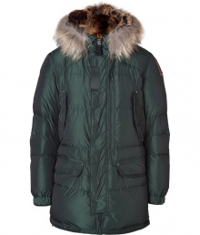 Stay warm in style with this down parka from Parajumpers - Fur lined hood with clasp closure, concealed front zip closure, long sleeves with logo at shoulder, patch and slit pockets, side zips at hem, quilted, water resistant lining - Wear with jeans, a cashmere pullover, and shearling lined boots