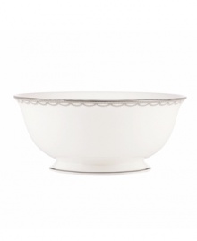 Sturdy bone china draped in a delicate platinum garland makes the Iced Pirouette serving bowl by Lenox a flawless go-to for formal entrees. Qualifies for Rebate