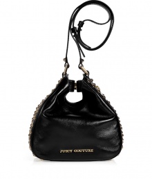 Toughen up your look with Juicy Coutures incredibly detailed studded leather Stevie hobo - Adjustable shoulder strap, studded sides with zip detail, magnetic top pinch snap, inside zippered back wall pocket - Wear with a bright dress and cool ankle boots