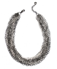 Subtle contrast paints the perfect picture. A multitude of oval-shaped link chains in shimmering silver and hematite-plated mixed metal creates a striking look on this Alfani necklace. Approximate length: 17 inches + 3-inch extender.