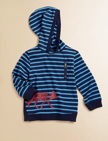 Made of a super-soft modal and cotton blend, this cozy, striped hoodie features a standout wolf print.Attached hoodLong sleevesPullover styleZippered slash pocketRibbed cuffs and hemModal cottonMachine washImported